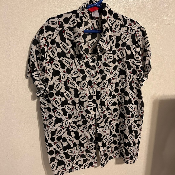 Tops - Mickey mouse print button down